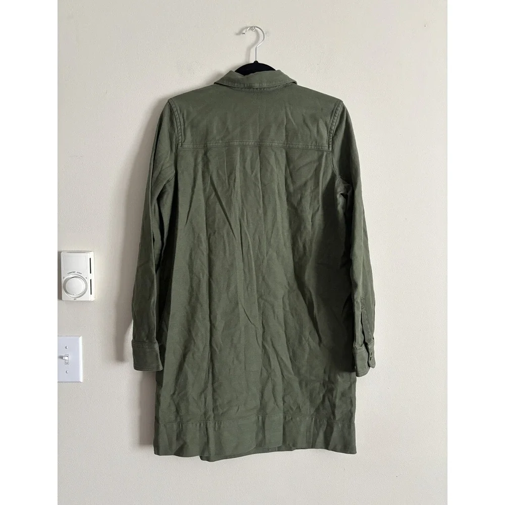 Faherty Stretch Surplus Dress Olive Green Small V Neck Boho‎ Coastal Beach